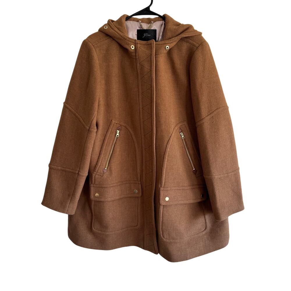 J. Crew Chateau Parka Italian Stadium Cloth Nello Gori Camel Wool Coat *No Fur*